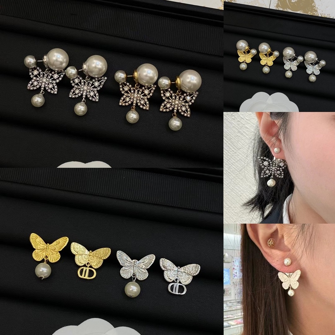 法式cd蝴蝶珍珠耳环女百搭项链气质轻奢小众不对称耳钉长流苏耳饰,饰品/流行首饰/时尚饰品新,耳环,淘宝优惠券,粉丝福利购,淘宝优惠卷