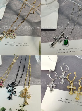 十字架项链女笑脸吊坠轻奢小众