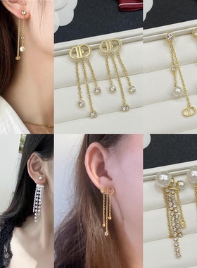 新款cd流苏耳环耳钉女轻奢高级感耳坠小众设计长款耳饰气质显脸瘦
