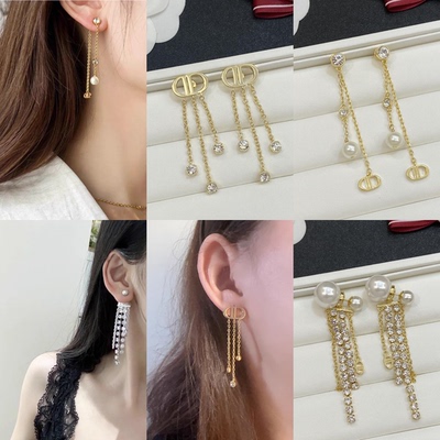 cd字母流苏长款耳环耳饰