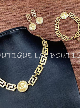 欧美复古黄铜高级感锁骨链