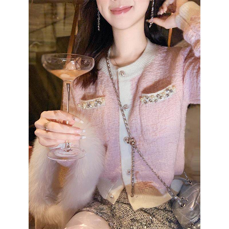 冬季新款气质减龄宽松针织开衫上衣2025小香风撞色圆领毛衣外套女,女装/女士精品,毛衣,淘宝优惠券,粉丝福利购,淘宝优惠卷