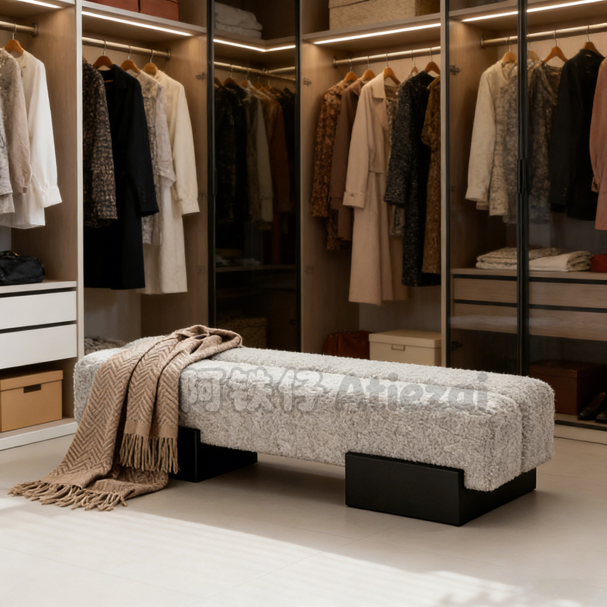 北欧创意客厅布艺软包沙发凳入户门换鞋凳卧室床尾凳民宿酒店长凳