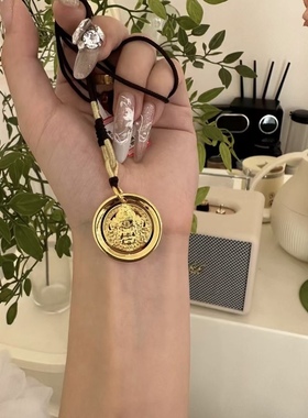 吉言黄财神吊坠金包银男士