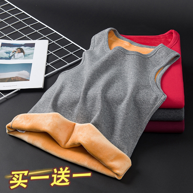 男士马甲恒温发热冬季潮牌黄金绒保暖紧身中青年砍袖百搭纯色背心
