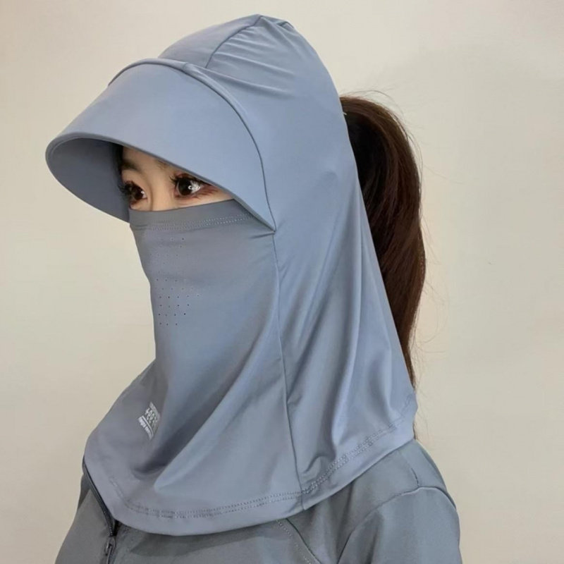 透气女款薄帽全护颈防晒面罩三合