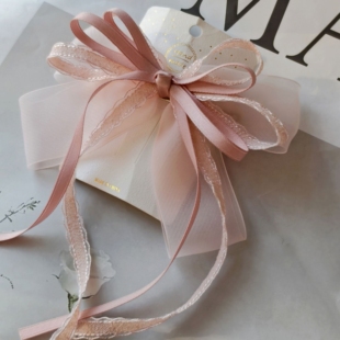 新款儿童蝴蝶结发夹新款公主玻璃纱丝带双层发卡女童头饰弹簧夹