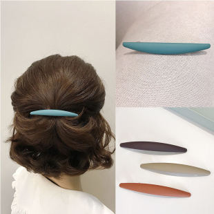 韩国莫兰迪色小号弹簧夹半丸子一字顶夹复古磨砂发夹发卡夹子发饰