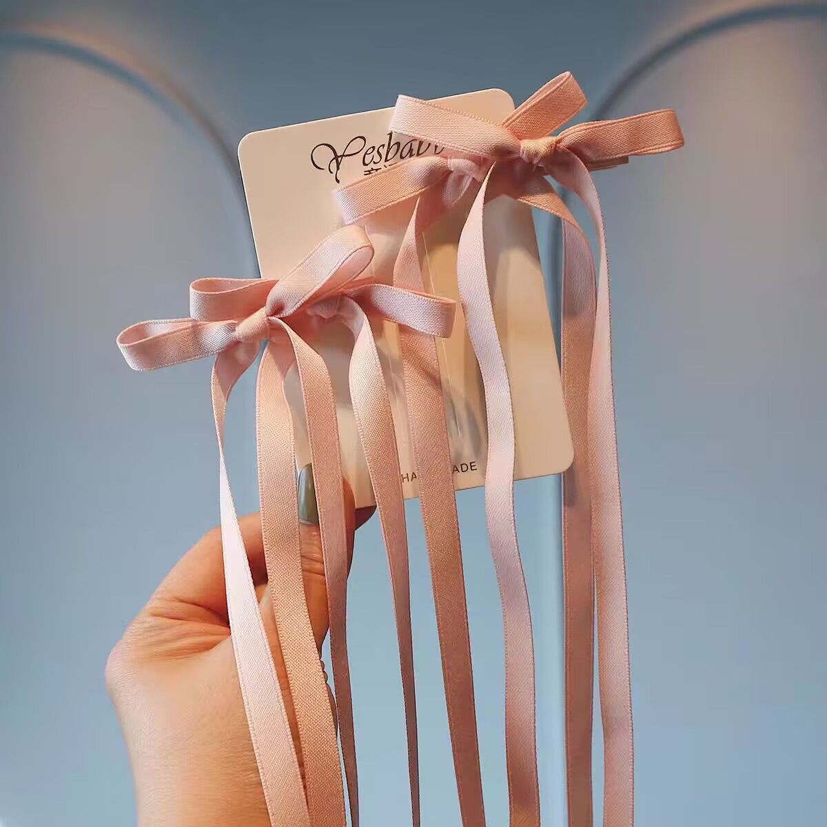 时尚芭蕾女孩蝴蝶结丝带发夹儿童长飘带双马尾编发对夹甜美头饰