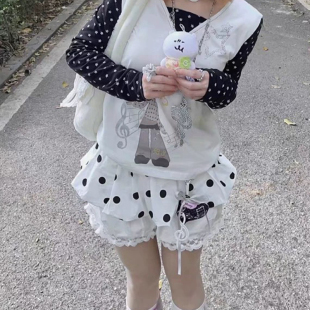 miu系穿搭蓬蓬半身裙女夏装新款波点泡泡腰封裙百搭松紧腰搭配裙