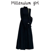 秋冬装 2025法式 打底长裙御姐风气质女神范内搭针织高领黑色连衣裙