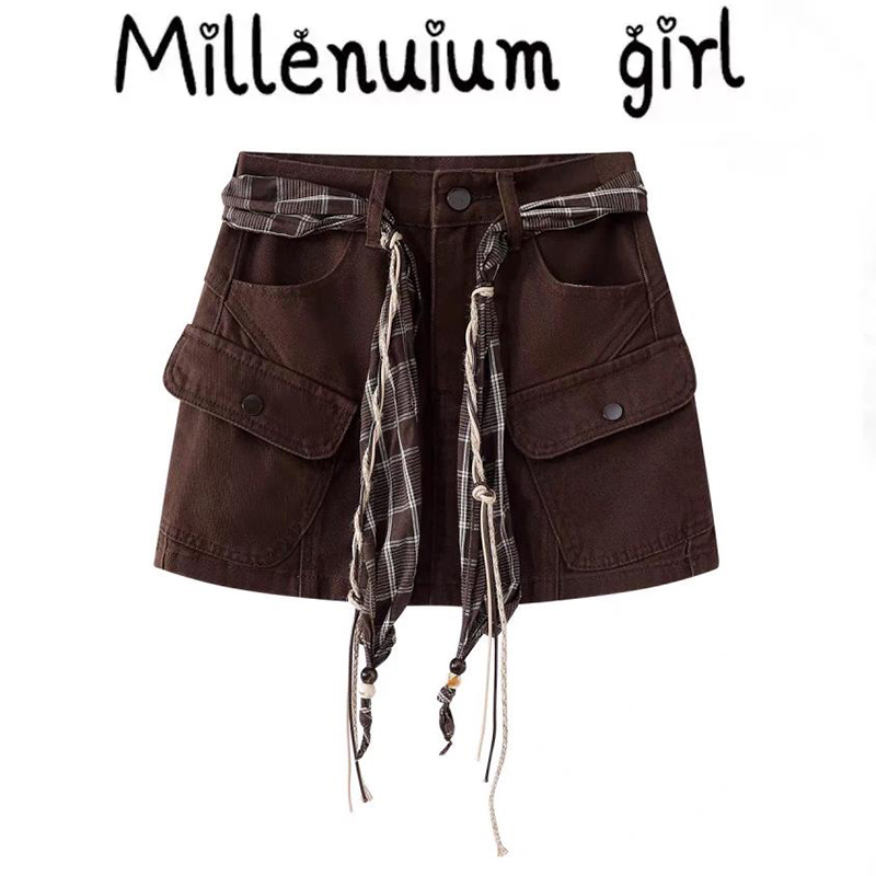 棕色美拉德裙子女装2025秋冬新款