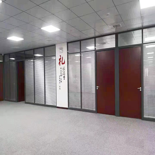 长沙办公室玻璃隔断墙钢化双玻内置百叶单玻磨砂铝合金定制隔断墙