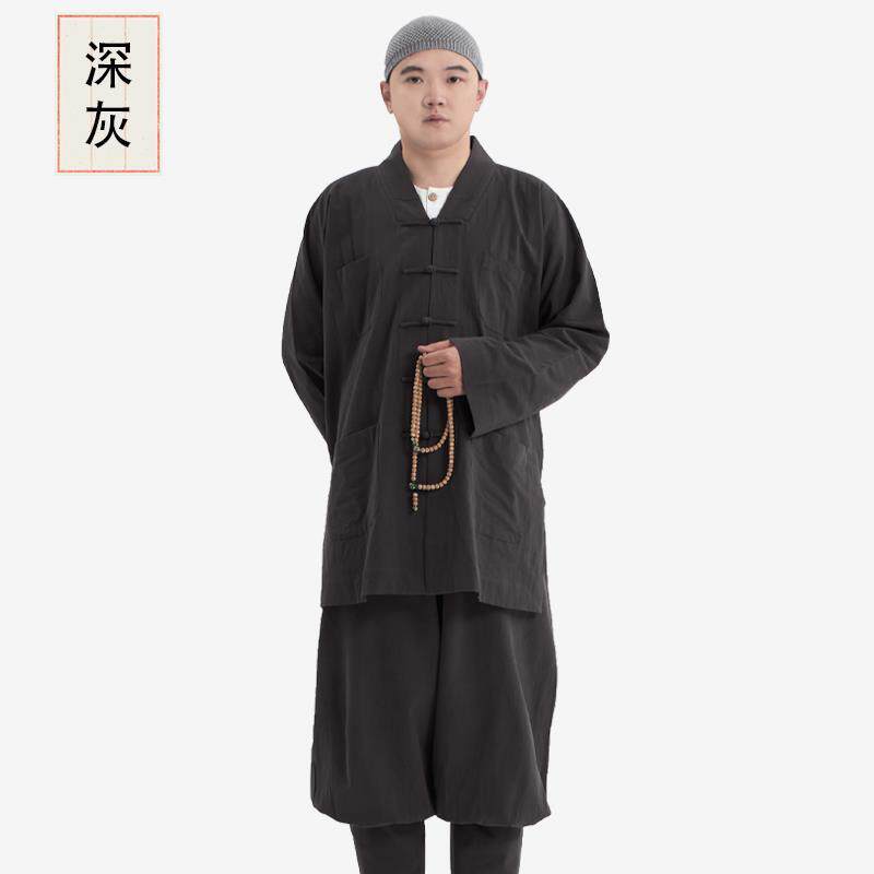 新款品牌春秋季僧服短褂厚款亚麻套装和尚服夏季免绑腿僧衣罗汉褂