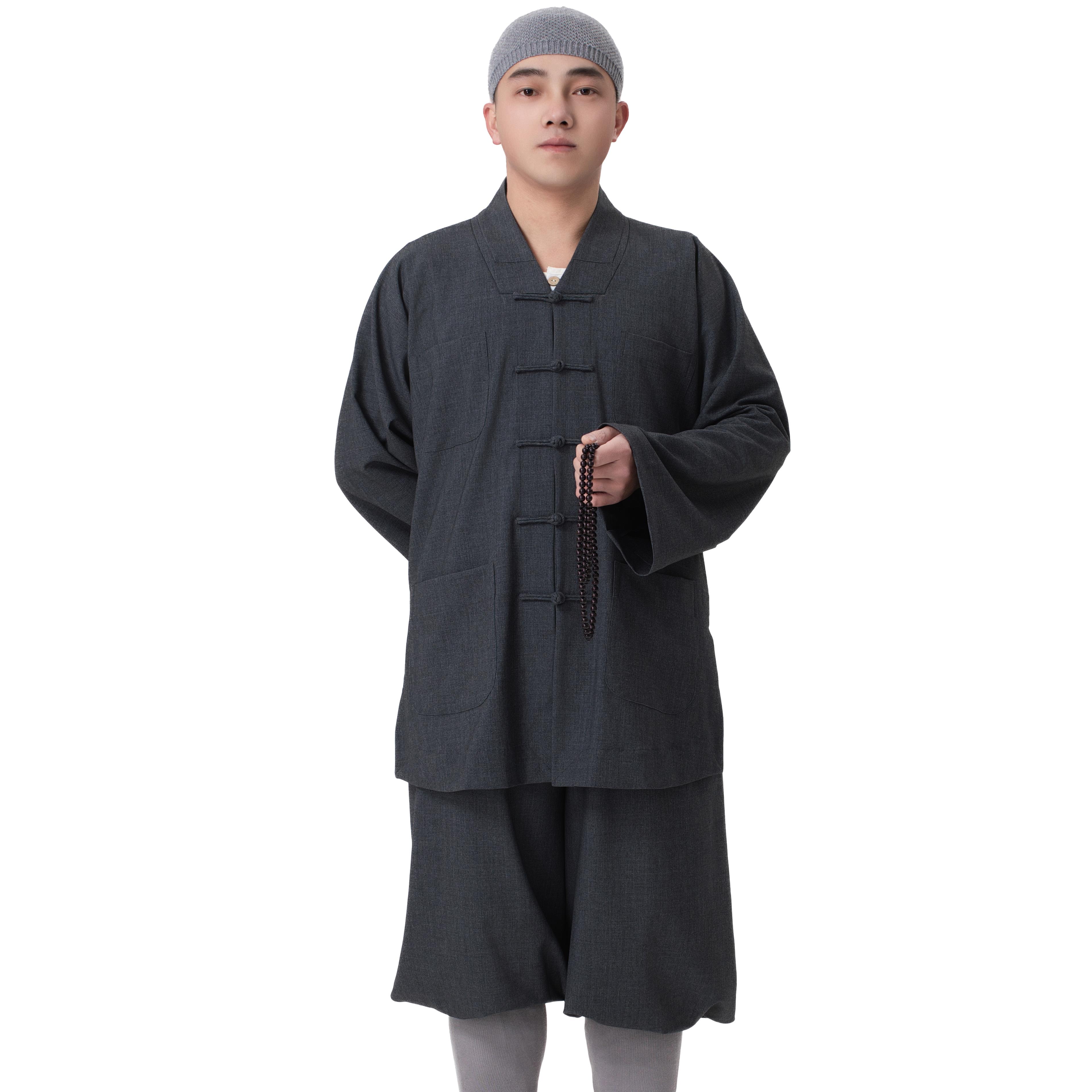 新款僧服春秋季短褂国风毛料小褂套装和尚服出家师父僧衣男女款禅