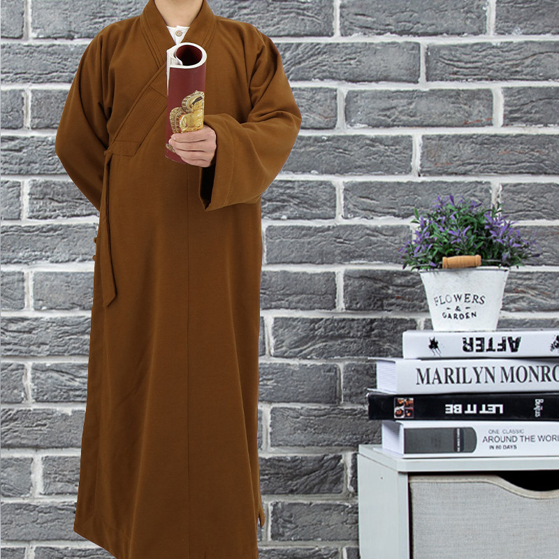 新款秋冬呢子僧服大褂出家人加厚毛呢长褂男女僧人僧衣和尚服长衫