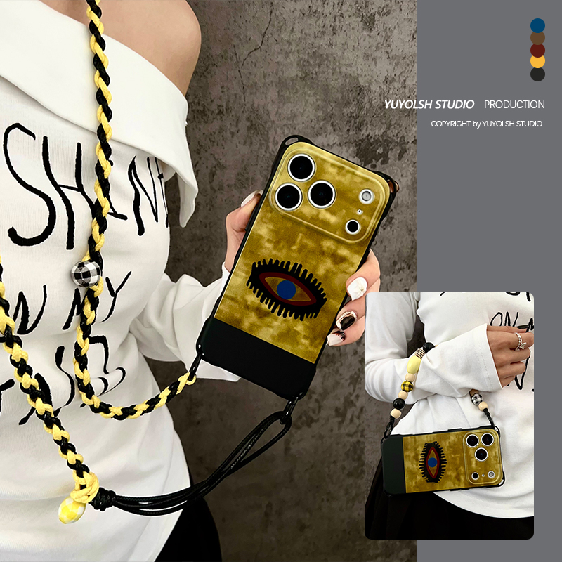 抽象之眼适用苹果手机壳斜挎挂绳