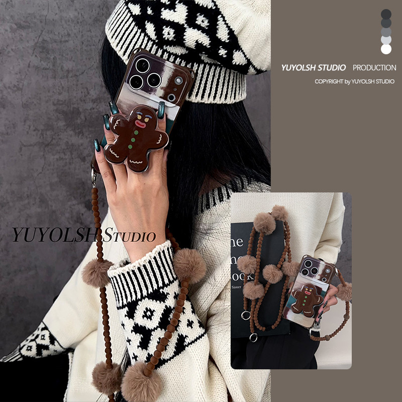 【冬日物语】姜饼人支架链条斜挎适用苹果17promax手机壳棕色小米17Pro背带斜跨华为mate70秋冬挂绳vivox200,3C数码配件,手机保护套/壳,淘宝优惠券,粉丝福利购,淘宝优惠卷