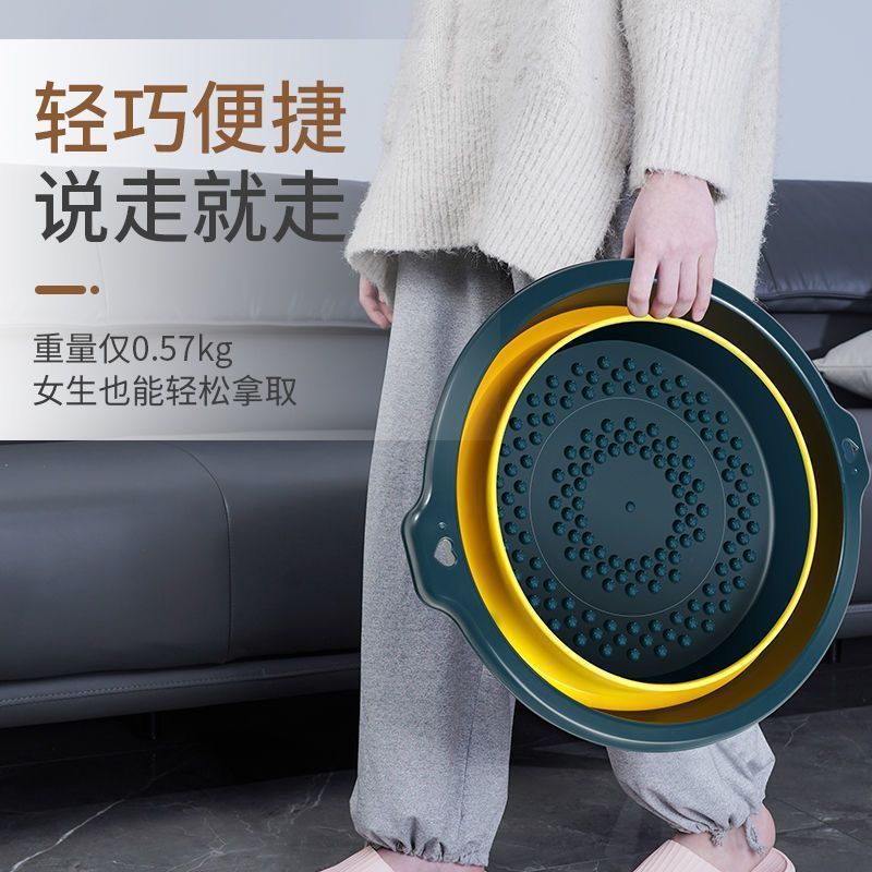 折叠泡脚桶家用洗脚盆足底按摩加厚足浴盆宿舍便携盆养生冬季