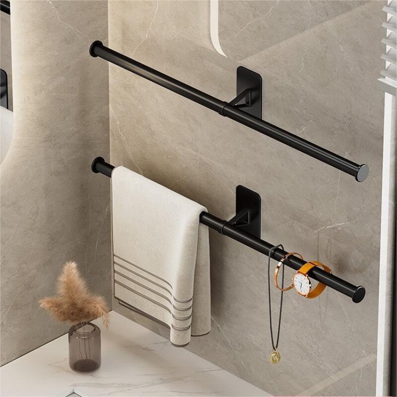毛巾架卫生间免打孔置物架浴室壁挂毛巾杆子厕所毛巾杆浴巾架挂杆
