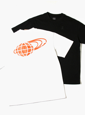 夏季beams effect 联名地球印花短袖T恤圆领百搭宽松运动纯棉上衣