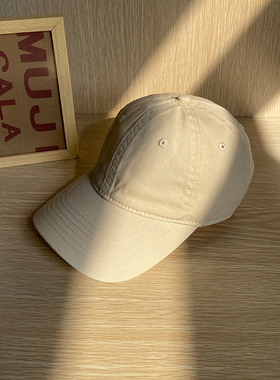 春秋软顶棒球帽男女情侣纯棉显脸小无印加大码咖啡色百搭遮阳帽子