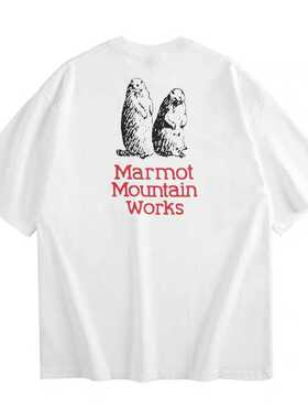 夏季日系BEAMS EFFECT联名土拨鼠印花宽松休闲男女短袖T恤潮牌