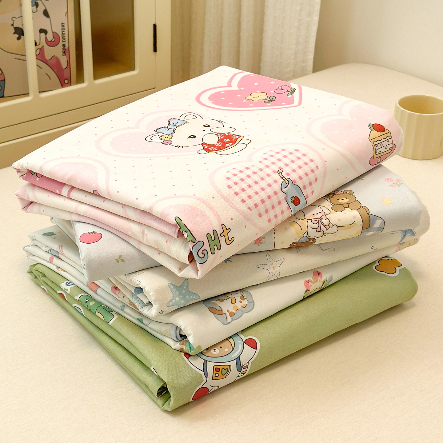 100%纯棉床单单件田园全棉学生宿舍单人1.2米双人床上被单三件