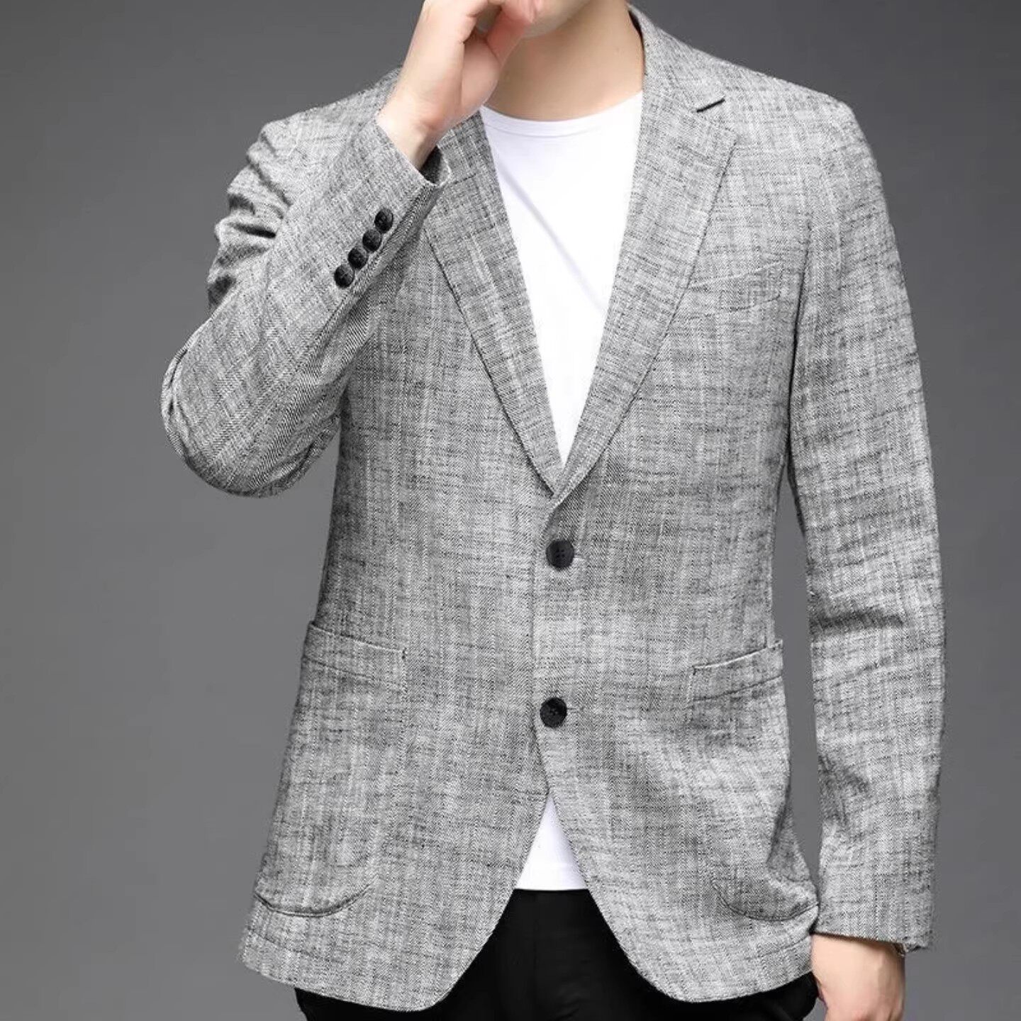天骏百货男装飞行员西服外套春秋新款男士西装领简约气质长袖衬衫