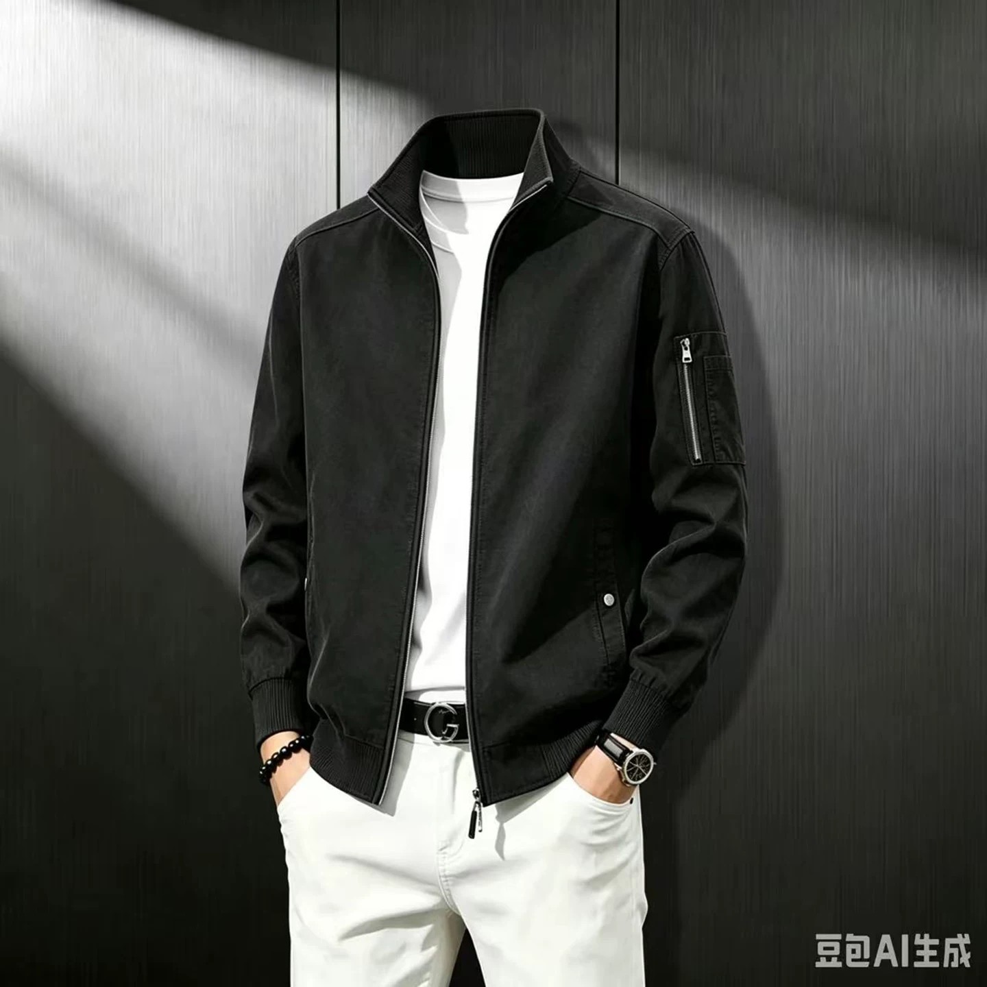 恒之智百货男装2026春秋新款男士水洗纯棉立领夹克飞行员休闲外套