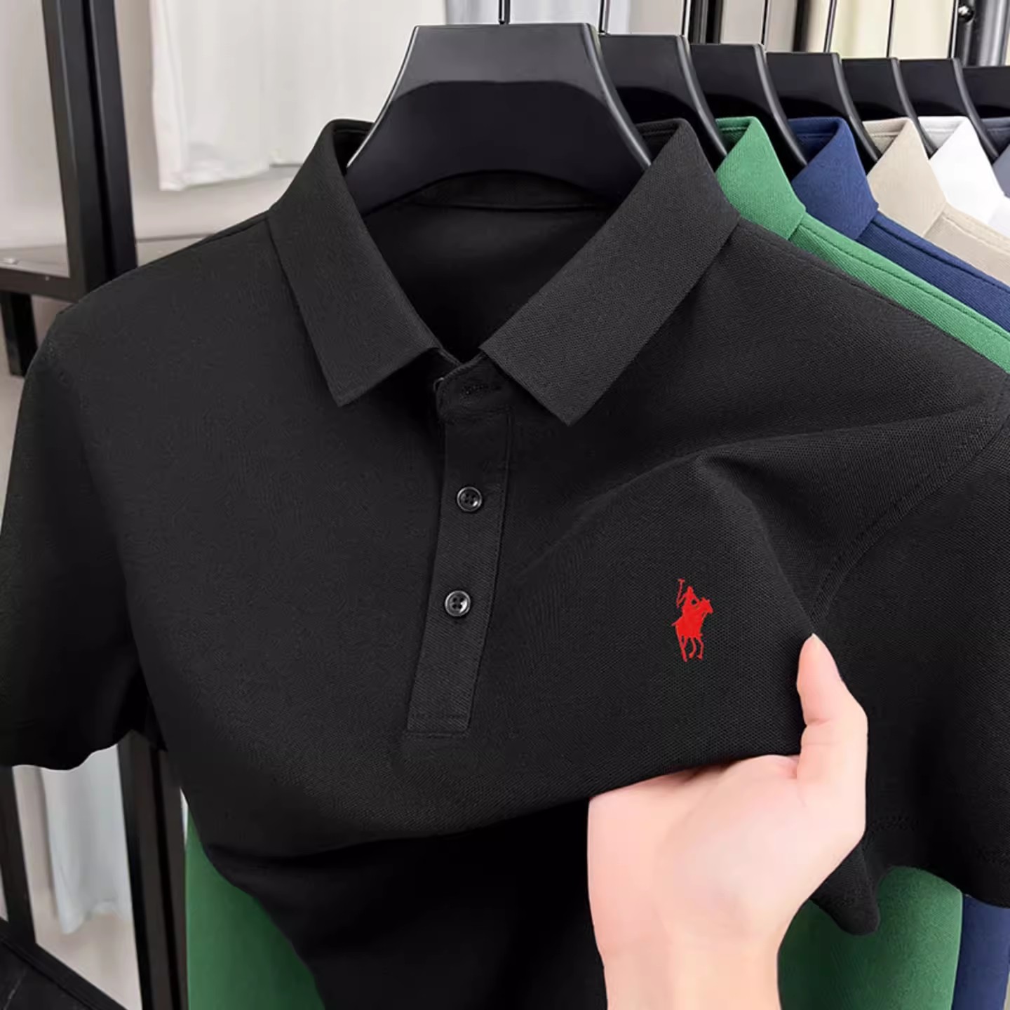 榕坤服饰男装欧洲站新疆长绒棉100%棉短袖T恤男士时尚商务POLO衫
