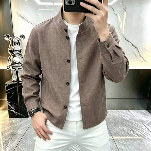 维乾臻品男装高档男士春秋新中式立领夹克复古休闲百搭工装外套潮