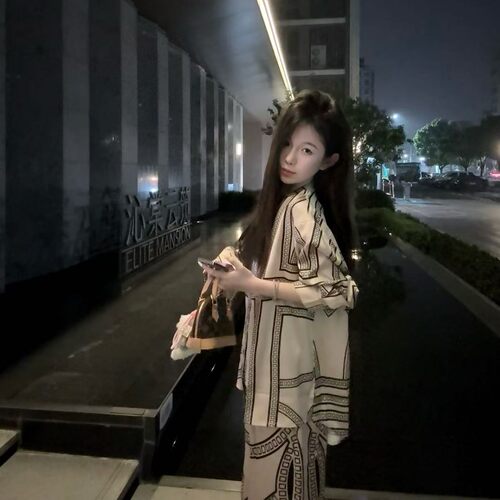 冰丝女小马短袖长裤家居服套装