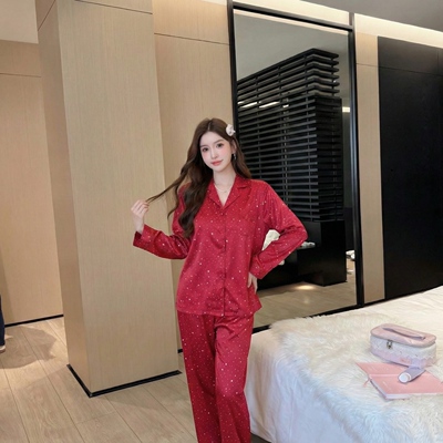 冰丝睡衣女秋冬星星高级感气质