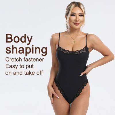 裸感蕾丝连体衣透气背心塑身衣