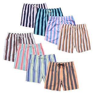 Striped casual beach shorts 大码条纹休闲松紧抽绳度假沙滩短裤