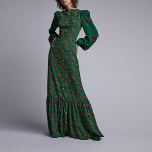 with dress waist and neck波西米亚印花收腰连衣裙 Boho print