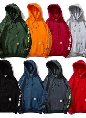 Casual hoodie with fleece hoodie美式潮牌加绒卫衣男休闲连帽衫