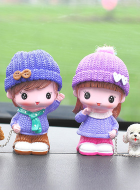 创意树脂工艺品围巾情侣牵狗遛狗