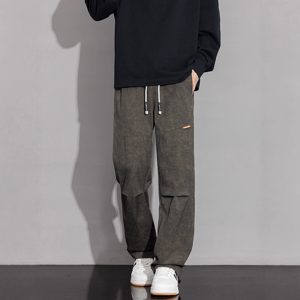 男士春秋大码休闲裤胖男生潮流直筒裤子加肥加大时尚脏脏迷彩长裤