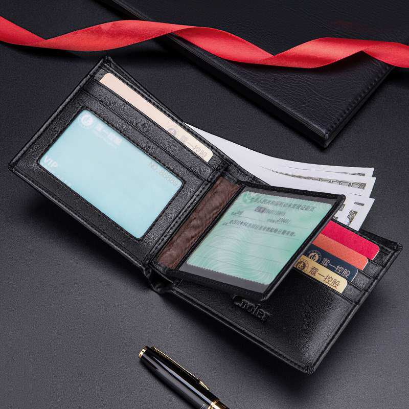 蔻一（Cnoles） 男士时尚短款钱夹多卡位商务薄款多功能钱包男 驾