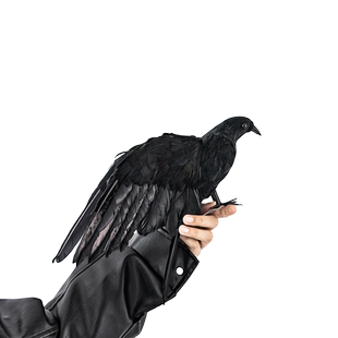 大号暗黑魔法乌鸦仿真哥特羽毛 剧本密室万圣节拍摄COS道具 摆件