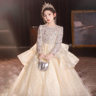 女童礼服生日秋冬季高端轻奢小众公主裙儿童主持人钢琴演奏演出服