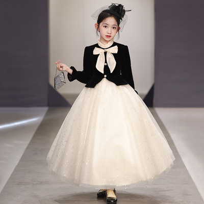 法式赫本风长袖女童礼服