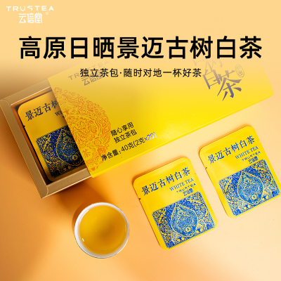 云信堂  景迈古树白茶 紧压方块茶 简装礼盒 2克x20袋