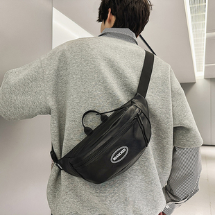 胸包男生高级感软PU皮单肩包简约百搭斜挎包骑行小背包运动腰包女