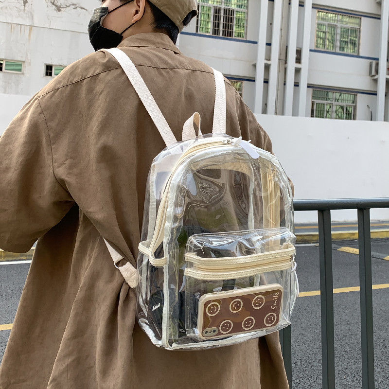 透明双肩包男隔层 大容量PVC果冻背包轻便学生考试包沙滩防水书包,箱包皮具/热销女包/男包,双肩背包,淘宝优惠券,粉丝福利购,淘宝优惠卷