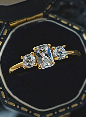 冰花切锆石开口戒指女轻奢指环