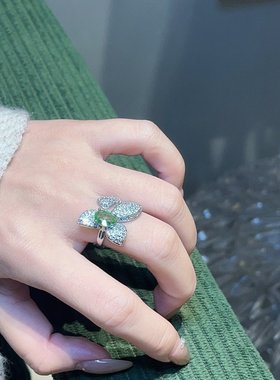 帕帕拉恰冰花切戒指女开口食指戒