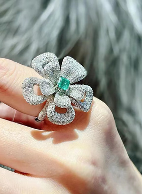 新品设计祖母绿戒指高级饰品百搭